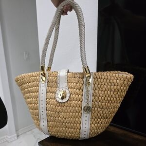 MICHAEL Michael Kors Tan and Cream Tote with Gold Details